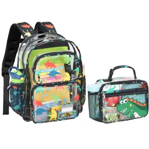 2pcs, A-black Dinosaur-Backpack & Lunch Bag