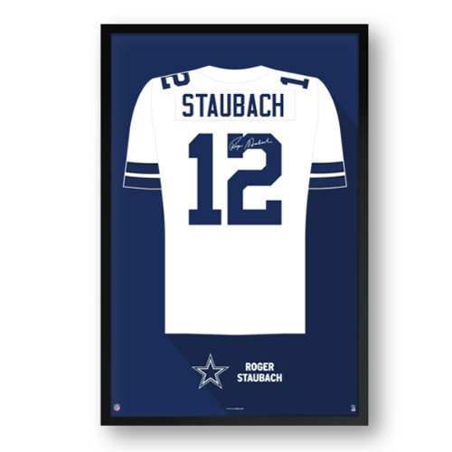 Sporticulture - Roger Staubach Dallas Cowboys Framed 14" x 20" Retired Jersey Art Print - Multicolor-Front_Standard 