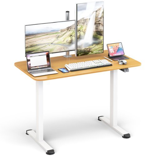 Gymax - Electric Standing Desk Adjustable Stand up Computer Desk Anti-collision - Natural-Front_Standard 