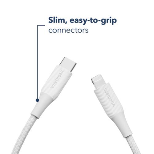 Insignia™ 4' Lightning to USB-C Braided Charge-and-Sync Cable (2 Pack) - Moon Gray BUY IN SINGAPORE