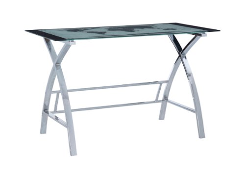 Linon Home Décor - Walton Map Printed Glass Desk - Chrome-Front_Standard 