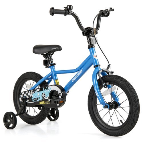 Costway - 14" Kids Training Bike with Removable Training Wheels Pneumatic Tires - Navy-Front_Standard 