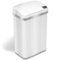 iTouchless - 4 Gallon Touchless Sensor Trash Can with AbsorbX Odor Control and Fragrance, White Stainless Steel Bathroom Garbage Bin - Pearl White-Angle_Standard