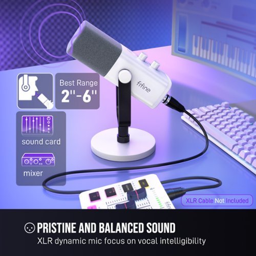 FIFINE XLR/USB Wired Cardioid Dynamic Microphone with RGB Lighting