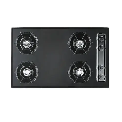 Front. SUMMIT - 30" Wide 4-Burner Gas Cooktop - Black.