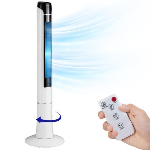 Costway Portable 48'' Tower Fan 80° Oscillating Bladeless Fan with Remote and LED Control - White + Black