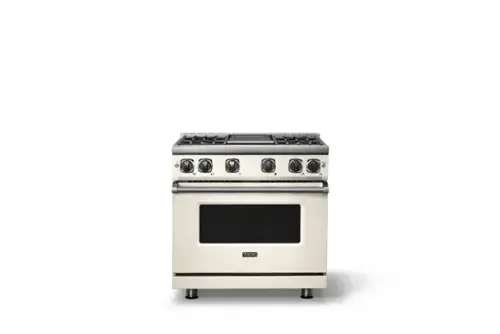 Front. Viking - Pro 7 Series 5.6 Cu. Ft. Freestanding Sealed 4 Burner LP Gas Convection Range/Griddle - Pure White - Pure White.