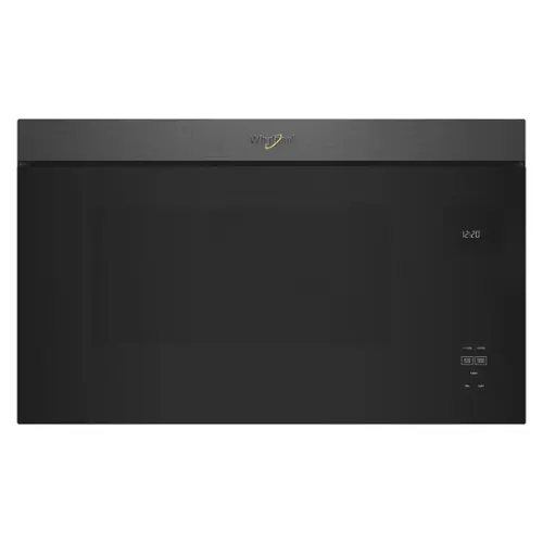 Front. Whirlpool - 1.1 Cu. Ft. Over-the-Range Microwave with Flush Built-in Design - Black Stainless.