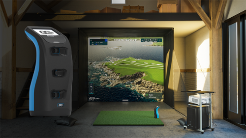 Foresight Sports - GC3S Launch Monitor Sim Bundle - Includes desktop computer, projector, frame + accessories, impact screen, & hitting mat - Black