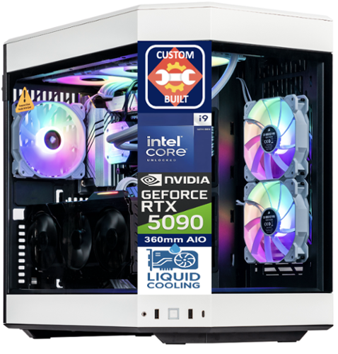 Velztorm - Praetix Gaming Desktop (i9-14900K, 64GB, 2TB SSD + 6TB 3.5 HDD, RTX 5090, Win 11 Pro ) - White-Front_Standard 