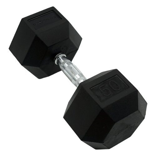 Inspire - Fitness 50 LB Rubber Dumbbell - Black