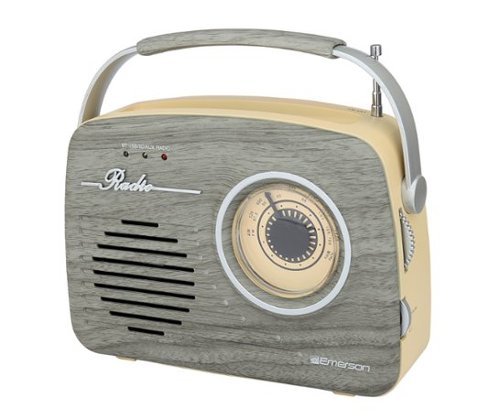 Emerson - EAS-3002 Retro Bluetooth Radio with AM/FM Tuner, USB/AUX Inputs, Rechargeable Battery, Carry Handle - Gray-Front_Standard 