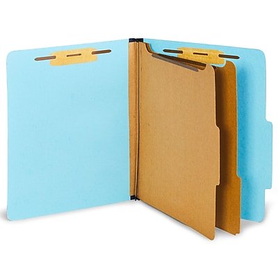 Staples - Pressboard Classification Folder, 2-Dividers, 2 1/2" Expansion, Letter Size, 20/Box - Light Blue