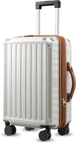 Front. LUGGEX - LUGGEX 20 Inch Carry On Luggage Airline Approved, PC Expandable Hard Shell Suitcases with Spinner Wheels - 8010EX - White.