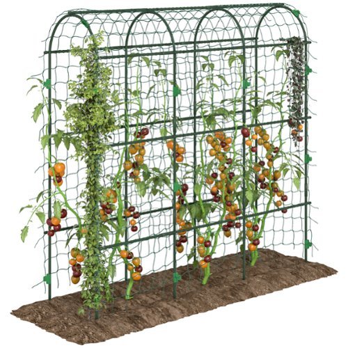 Outsunny - Garden Trellis, Arch Trellis for Climbing Plants Outdoor, A-Frame, with Climbing Net - Green-Front_Standard 