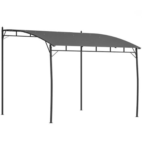 Outsunny - 10' x 14' Outdoor Pergola Gazebo with UV-Resistant Canopy and Metal Frame, Sun Shade Shelter for Porch, Patio - Charcoal Gray-Front_Standard 