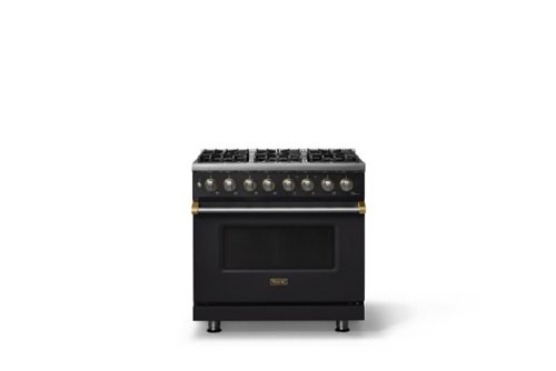 Viking - 36"W 5.6 Cu.Ft. Pro5S Freestanding Sealed 6 Burner Dual Fuel Convection Range - Onyx w. Brushed Brass Trim - Onyx