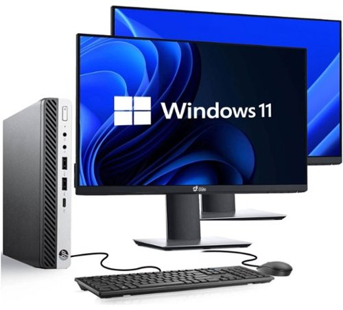 HP - Refurbished Excellent - G3 Tiny Desktop Computer PC | Intel Core i5-6th 2.5GHz | 16GB DDR4 RAM | 256GB SSD | Dual 22" LED | KB & Mouse | Win11 - Black-Front_Standard 