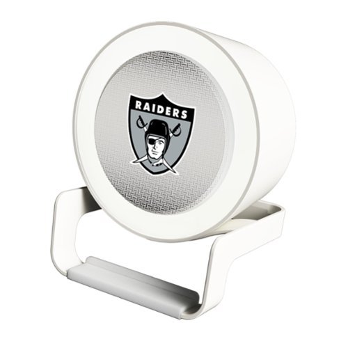 Keyscaper - Oakland Raiders Linen Print Nightlight Charger & Bluetooth Speaker - White-Front_Standard 