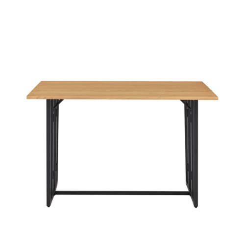 Walker Edison - Modern Metal and Wood Drop-Leaf Dining Table - Light Ash-Front_Standard 