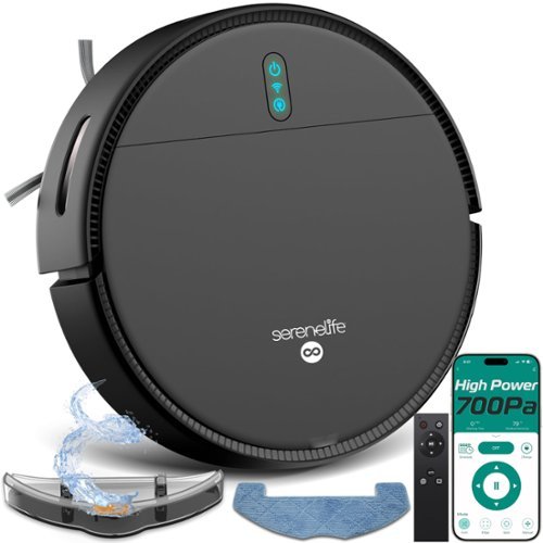 SereneLife - Smart Robot Vacuum and Mop Combo, App Control, 3 - Black-Front_Standard 