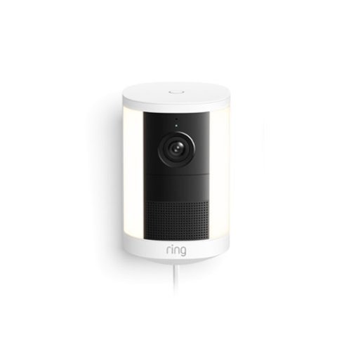 Ring - — Spotlight Cam, Plug-In (newest model), Wide-Angle Retinal 2K Video, 6x Enhanced Zoom, Motion-Activated Spotlights - White
