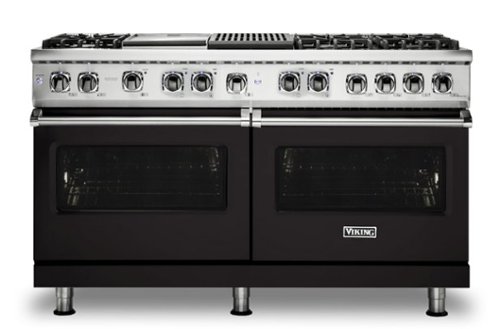 Viking - 5-Series Dual Fuel Self-Clean 60"W Sealed Burner Range - Onyx-Front_Standard