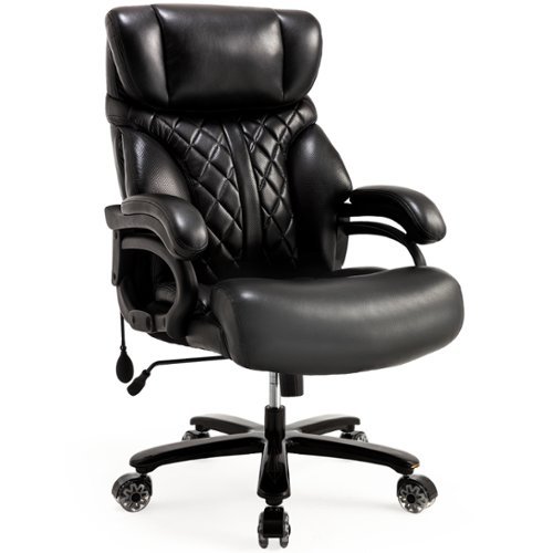 APRILSOUL - 600LBS Big and Tall Office Chair for Heavy People Extra Wide Seat and Adjustable Lumbar Executive Chair with High Back - Black-Front_Standard 