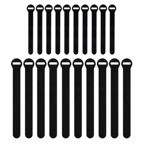 Wrap-It Storage Self-Gripping Cable Ties (20-Pack) Reusable Hook and Loop Cord Organizer Cable Tie for Cord Management and Organization - Black GLOBAL SHIPPING