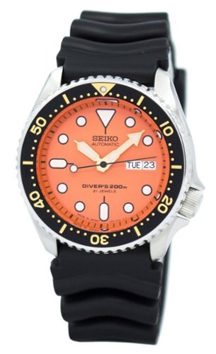 Seiko - Automatic Diver's 200m Japan-made SKX011 SKX011J1 SKX011J Men's Watch - Orange-Front_Standard 