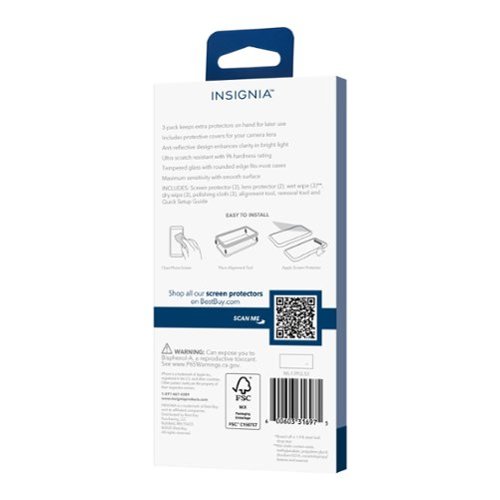 Insignia™ Glass Screen Protector with Lens Protection for Apple iPhone 17 Pro (3-Pack) - Clear BUY ONLINE