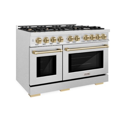 ZLINE - Autograph 48 in. Select Dual Fuel Satin Steel Range w/ 8 Burners & Bronze Accents (HDRSZ-48-CB) - Stainless Steel