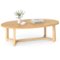 Costway - 46" Oval Coffee Table with Thickened Top & Solid Rubber Wood Frame for Living Room - Natural-Front_Standard
