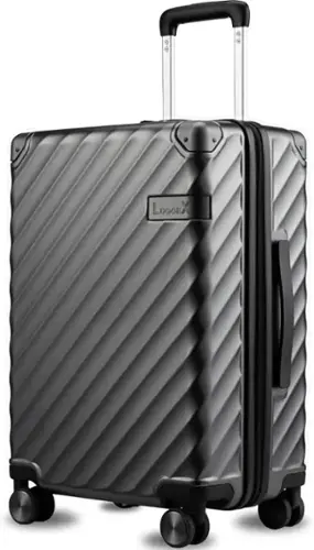 Front. LUGGEX - LUGGEX 21 Inch Carry On Luggage for Airplanes, Polycarbonate Hard Shell Suitcase for Travelling - KVC - Black.
