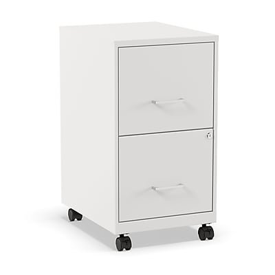Staples - 2-Drawer Mobile Vertical File Cabinet, Letter Size, Lockable, 26.3"H x 14.3"W x 18.9"D - White-Front_Standard 