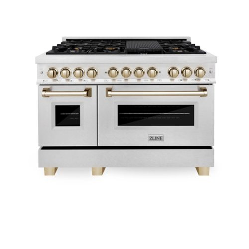 ZLINE - Autograph 48 in. Legacy Dual Fuel Range in Satin Steel & Gold Accents (RASZ-SN-48-G) - Stainless Steel-Front_Standard 