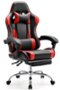 Bestier - Gaming Chair - PU Leather Fixed up Armrest Lumbar Support Ergonomic Reclining PC Chair With Rocking Mode & Footrest - Red-Front_Standard