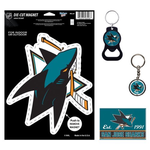 WinCraft - San Jose Sharks 4-Pack Key Rings and Magnets Set - Multicolor-Front_Standard 