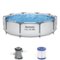 Bestway - 10' x 30" Steel Pro Frame Max Round Above Ground Swimming Pool with Pump - Gray-Front_Standard