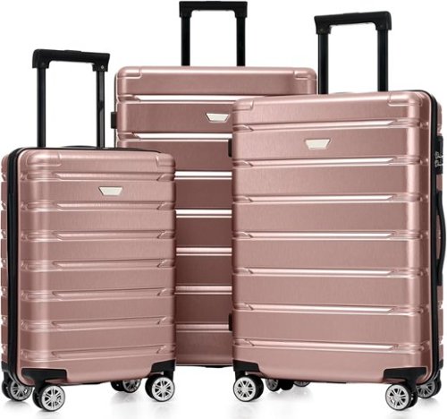 MOOSOO - Luggage Set 3 Piece, Hard Shell PC+ABS Lightweight Suitcase Set with Spinner Wheels, for Travel Women Men - Rose Gold-Front_Standard 