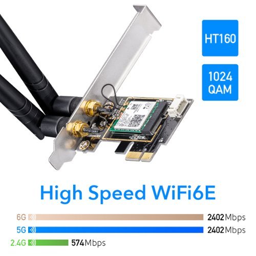 Cudy  AX3000 Wireless Wi-Fi 6 PCIe Card, Bluetooth 5.2, AX200, 3000Mbps WiFi 6 Speed, 802.11ax/ac/a/b/g/n, Windows, Black - black WORLDWIDE DELIVERY