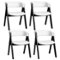 Costway - Dining Chairs Set of 4 Mid-Century Upholstered Kitchen Armchairs with Padded Seat - Black-Front_Standard