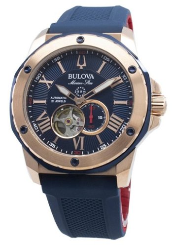 Bulova - Marine Star 98A227 Automatic Men's Watch 200M - Blue, Red-Front_Standard 