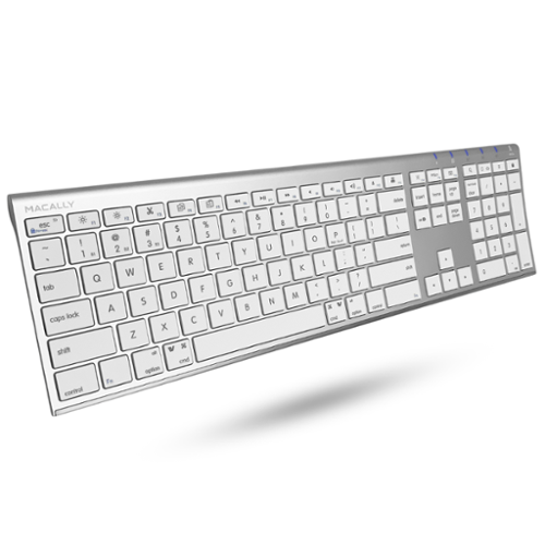 Macally - Wireless Bluetooth Keyboard for Mac - Compatible Apple Keyboard or MacBook Pro/Air, iMac - Silver - Aluminum Silver-Front_Standard 
