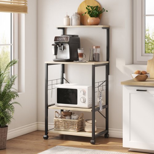 Bestier - Kitchen Baker's Rack with Storage Shelves and USB Outlets - Oak