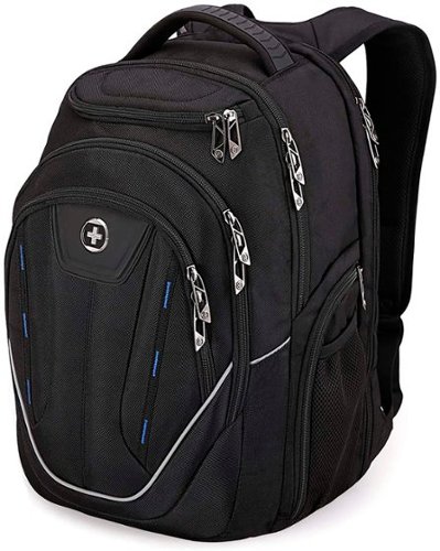 Swissdigital Design - Terabyte NG TSA-Friendly Backpack with USB Charging Port/RFID Protection and fits up to 17" Laptop - Black