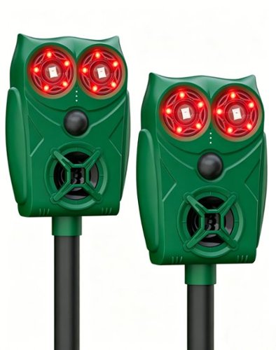 2 Pack Solar Ultrasonic Animal Repeller, Motion Sensor Cat & Deer Deterrent with LED Flash for Outdoor Yard-Front_Standard 