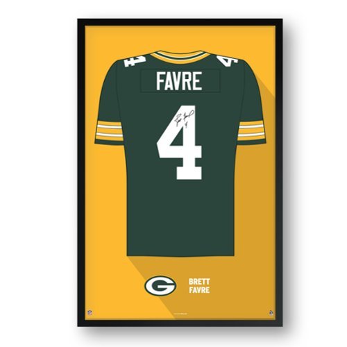 Sporticulture - Brett Favre Green Bay Packers Framed 14" x 20" Retired Jersey Art Print - Multicolor-Front_Standard 