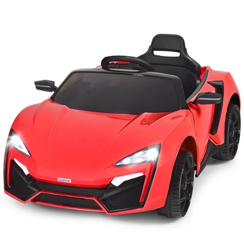 Costway - 12V Kids Ride On Car 2.4G RC Electric Vehicle w/ Lights MP3 Openable Doors - Red-Front_Standard 