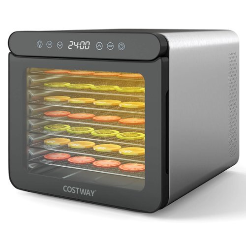 Costway - Food Dehydrator 7 Stainless Steel Trays Dryer with 1-24H Timer - Silver-Front_Standard 